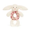 Jellycat Stofftier Blossom Cream Bunny 'Berry' Ring Rattle Plüsch-Greifling-Rassel Hase