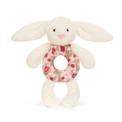 Jellycat Stofftier Blossom Cream Bunny 'Berry' Ring Rattle Plüsch-Greifling-Rassel Hase